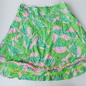 Vintage Lilly Pulitzer Zebra Butterfly Print Green Pink Skirt Size 12 Spring